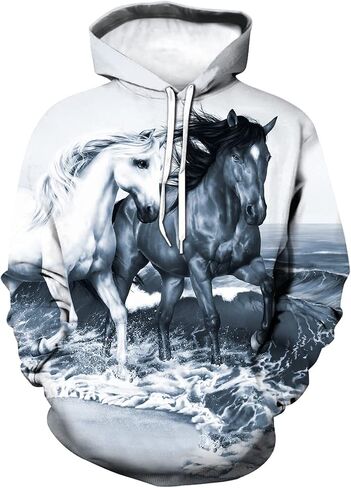 Novelty Horse 3D Print Hoodie Animal Hoodies Sweatshirt Pullover for Men Women in Saudi Arabia