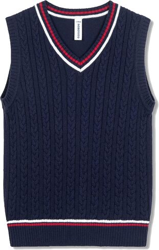 BOBOYOYO Boys Sweater Vest Unisex Cable Knit 100% Cotton Toddler Uniform Vest for Little Big Childrens Kids Teenage Girls in Kuwait