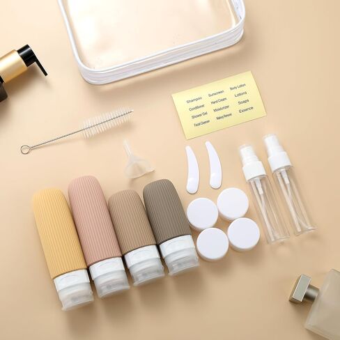 16 Pack Travel Bottles Set, TSA Approved Leak Proof Silicone Squeezable Containers for Toiletries, Refillable Travel Accessories for Conditioner, Shampoo, Lotion & Body Wash Accessories in Saudi Arabia