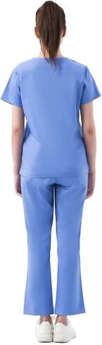 Scrubs for Women Set V-Neck Scrub Top & Cargo Pants Skin-friendly Women Scrubs Stretch Workwear with Multi Pockets in Saudi Arabia