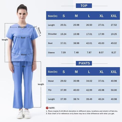 Scrubs for Women Set V-Neck Scrub Top & Cargo Pants Skin-friendly Women Scrubs Stretch Workwear with Multi Pockets in Saudi Arabia