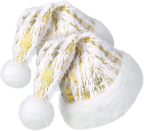 Phyxin Santa Hat Stripe Christmas Hat Adult Plush Santa Claus Hat Xmas White in Kuwait