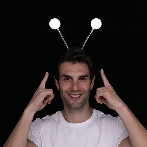 JOYIN 3 عبوات LED فضية من عصابة رأس هوائي المريخ، تضيء عصابات الرأس الغريبة، كرات رأس بوبر، مجموعة عصابات رأس مريخية متوهجة، قطعة رأس غريبة، إكسسوارات أزياء الهالوين للحفلات المفضلة in Saudi Arabia