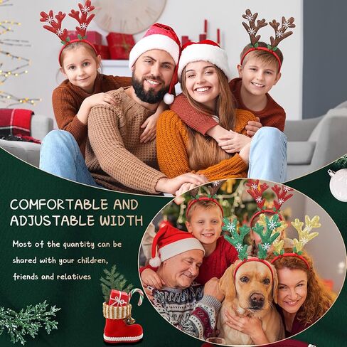 Zubebe عيد الميلاد الغزلان قرون عقال بريق ندفة الثلج الرنة السائبة قرون غطاء الرأس للحفلات التنكرية (24 قطعة) in Kuwait