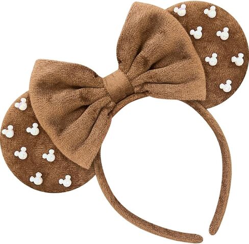 Trnerm Large Fuzzy Brown Headbands for Women and Adults - Birthday Headband with Plush Ears for Plus-Size Park Wear in Saudi Arabia