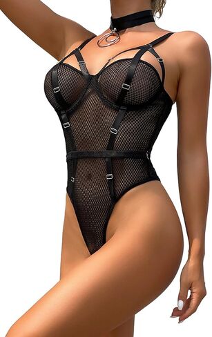 مثير Strappy Underwire شبكة الدانتيل محض الملابس الداخلية تيدي ارتداءها أعلى مجموعة 2 قطعة in Kuwait