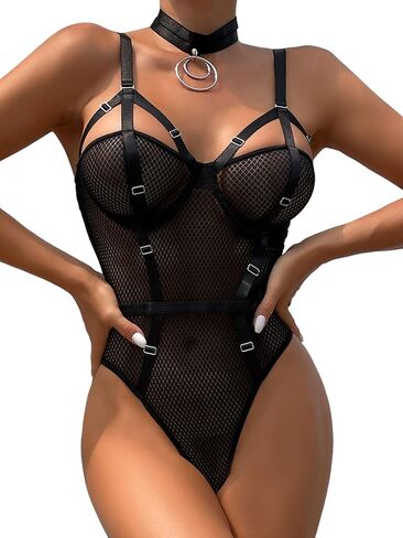 مثير Strappy Underwire شبكة الدانتيل محض الملابس الداخلية تيدي ارتداءها أعلى مجموعة 2 قطعة in Kuwait