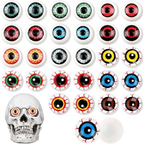 28 قطعة من كرات عيون الرعب الهالوين البلاستيكية المزيفة، كرات عين واقعية نصف دائرية دعائم هيكل عظمي لتزيين حفلات الهالوين، 14 نمطًا in Kuwait