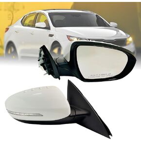 مرآة جانبية للركاب متوافقة مع مرآة Vier الخلفية لسيارة Kia Optima 2011-2013 مع ضوء إشارة داخلي، قابلة للطي يدويًا، زجاج كهربائي، غير مسخن