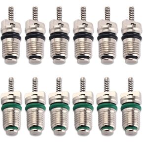 6 PCS Car A/C R134a Valve Core, 0.22" x 0.78" Stainless Steel Rust-Proof Valve Sealing Cap, Air Conditioning Refrigeration System High Pressure Valve Core, Universal for Car (Black & Green)