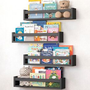NATURE SUPPLIES Set of 3 White Floating Shelves for Wall, Kids Bookshelf for Bedroom, Book Shelf for Kids Rooms, Nursery Book Shelves, Nursery Shelves for Wall