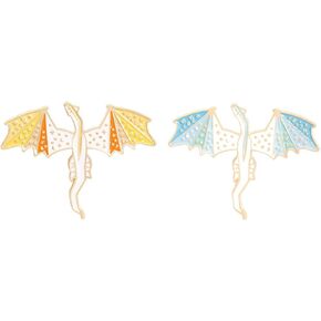 ROFARSO Dragon Enamel Lapel Pin Set Cartoon Flying Dragon Pin, Accessory for Backpacks Clothing Bags Hats Shirts(2piccs pin set)