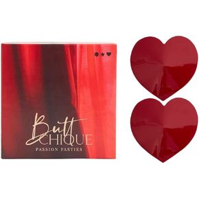 BUTTCHIQUE Leather Heart Nipple Passion Pasties (Red, Pack of 1 Pair)