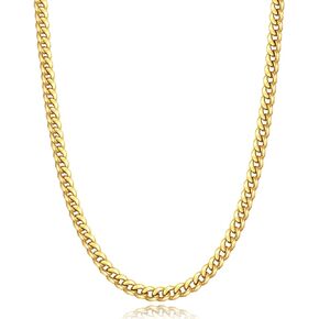 Momlovu Gold Chain Silver Chain for Men Boys, 18K Gold Plated Men's Necklaces Chain Cool Cuban Link Chain for Men Hip-Hop 4mm/6mm 18/20/22/24/26inch