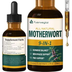 Motherwort Herb Hormonal Balance Drops for Women Support PMS & Menopause, Hot Flashes & Night Sweats Supplements with Dong Quai Red Clover Black Cohosh Extract, Alcohol-Free Tincture.2oz