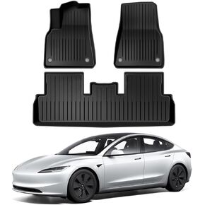 Pedigree Floor Mats Compatible with Tesla Model 3, Custom Fit Floor Liners for 2024 2023 2022 Tesla Model 3, 1st & 2nd Row All Weather Protection