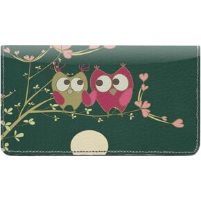 Owl Couple Designer Checkbook Cover, with Credit Card Slots and Pen Loop