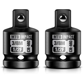 2-Piece 1/2" Female to 3/8" Male Impact Socket Adapter Set, 1/2" Drive Impact Driver Conversions for Impact Wrench, Chrome Molybdenum Alloy Steel