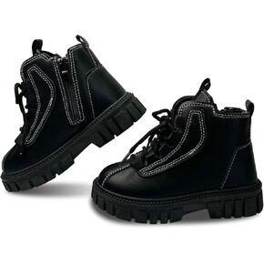Toddler Boys Girls Combat Ankle Boots Little Kids Chelsea Fall Winter Snow Hiking Work Booties Waterproof Leather Outdoor Shoes