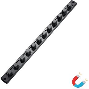 ALOANES منظم المقبس المغناطيسي، 3/8 بوصة محرك الألومنيوم حامل المقبس صينية المقبس، منظم السكك الحديدية المقبس الثقيلة لدرج صندوق الأدوات، 360 درجة مقاطع دوارة حامل المقبس 3/8 بوصة × 14 مقطعًا (أسود) in Kuwait