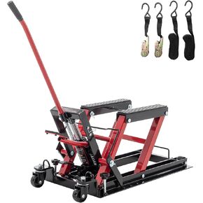 Hydraulic Motorcycle Lift Jack, 1500 Lbs Capacity ATV Scissor Lift Jack with 4.5" - 15" Lifting Range, Portable Motorcycle Lift Table with 4 Wheels