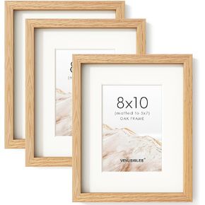 5x7 Picture Frame, USA-Sourced Natural Oak Wood Photo Collage Frame with HD Tempered Glass, Modern Simple 5 x 7 Wooden Frame Matted to 4x6, Gallery Wall Frames for Art, Wall or Tabletop Display