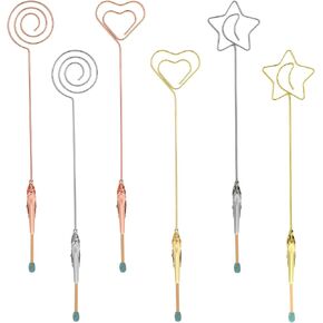 6Pcs Versatile Matchstick Extenders Multi-Functional Alligator Clips Star Heart Round Metal Blunt Holder Picture Memo Note Photo Stand Cute for Crafts Helpers Joint Holder （Gold Silver Rose Gold）