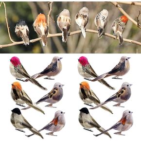 12pcs Artificial Birds Artificial Sparrow Christmas Tree Ornaments Birds Realistic Birds Faux Birds Foam Birds Feather Birds Yard Patio Wreath Designs Garden Decoration