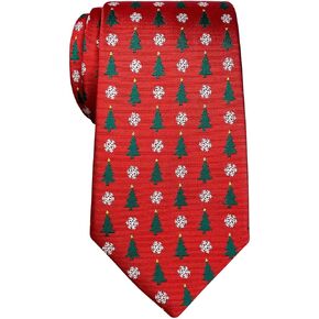 Retreez Classy Christmas Tree and Snowflakes Woven Microfiber 3.15" Men's Tie