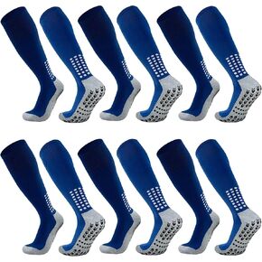 Vegove Youth Soccer Grip Cushioned Socks, Non Slip Sports Socks 6-10 Years Old Boy Girls, Knee High Compression Football Sock