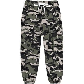 Cromoncent Girls&Womens Printed Cargo Pants Elastic Waist Lightweight Outdoor Jogger Pants, 6 Years - XX-Large