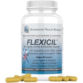 Flexicil Joint Support - Glucosamine & Chondroitin Joint Mobility Formula with MSM, Hyaluronic Acid, Aprèsflex Boswellia, and Curcugreen Turmeric Broad-Spectrum