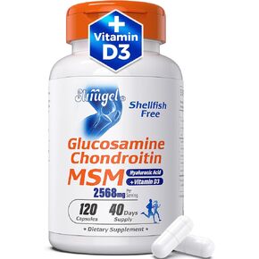 Glucosamine Chondroitin MSM+ Vitamin D3 | 2568mg | Joint Support Supplement, Shellfish Free, Helps with Inflammatory Response Care for Joints, Enhance Flexibility & Bone, Non-GMO