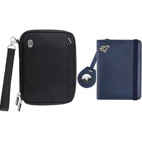 WALNEW Travel Accessories Bundle | Passport Holder for 4& AirTag Passport Holder | Passport Book Wallet Cover Case | RFID Blocking Passport Holder with AirTag Holder