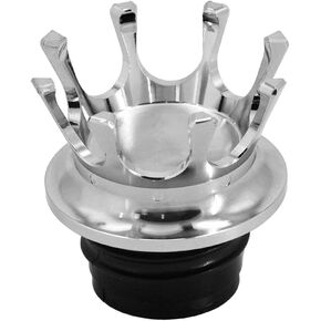 HDBUBALUS Motorcycle Vented Gas Cap King Crown Fuel Tank Cap with Right-Hand Threads Fit for Harley Sportster Dyna Touring Road King Softail Trike FLRT Chrome
