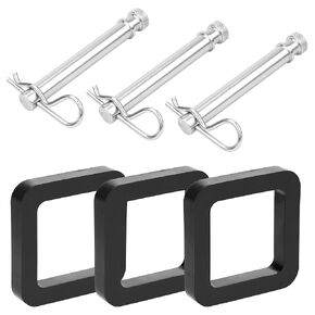 TS35010 Stainless Steel Trailer Hitch Pin and Clip for B&W 2" & 2.5" Receiver Trailer Hitches Tow and Stow Pins w/2 Inch Hitch Receiver Silencer Pad - Pack of 3