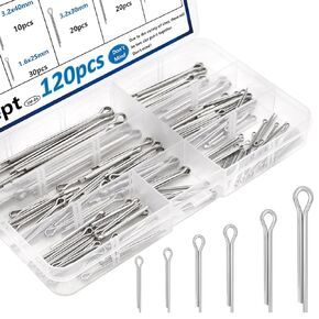 120 Pcs Cotter Pins 6-Values Cotter Pin Assortment Kit 304 Stainless Steel Cotter Pins Hitch Pin Clip Tractor Cotter Pin Used for Hitch Pin Lock System, Trucks, Engine Hardware Pin