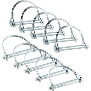Uenhoy 10 Pcs Shaft Locking Pin 5/16 Inch Safety Coupler Pin Arch Wire Lock Pin for Trailers PTO Lawn Mower Hitches, 5/16" x 2-3/4"
