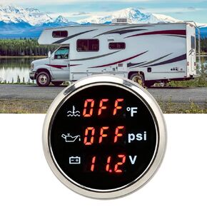 Digital Water Temp Gauge, 3 in 1 Oil Pressure Gauge, Voltage Pressure Meter for Car Motorcycles, LED Display DC9-32V 2in 52mm Universal Fuel Level Gauge for RV Yacht Boat Ship AUT
