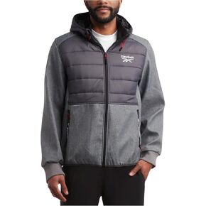 Reebok Men's Softshell Jacket - Lightweight Hooded Weather Resistant Jacket for Men with Nylon Quilted Chest (S-XXL)