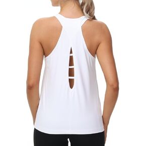BETTERCHIC Womens Workout Tank Tops Open Back Workout Tops Racerback Running Shirts Loose Athletic Tops Sleeveless Gym Tops