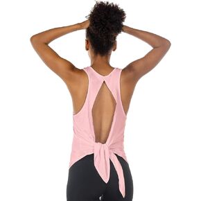 icyzone Tie Back Yoga Tops for Women, Lightweight Workout Athletic Tanks, Breathable Gym Shirts