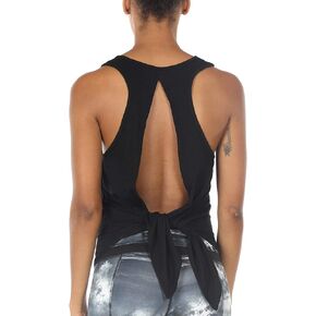 icyzone Tie Back Yoga Tops for Women, Lightweight Workout Athletic Tanks, Breathable Gym Shirts