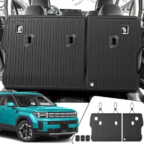 Cargo Mat with Backrest Mats for 2024 2025 Hyundai Santa Fe Accessories, All-Weather TPE Protector Cargo Liner Trunk Mat for Hyundai Santa Fe(Cargo Mat with Backrest Mats)