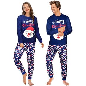 SkiBeaut Christmas Pajamas Set for Couples Xmas Pjs Long Sleeve Holiday Sleepwear Festival Party LongJohns Set for Men Women