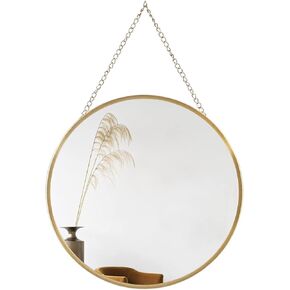 Hanging Circle Mirror Wall Decor Gold Round Mirror with Hanging Chain for Bathroom, Bedroom, Vanity, Living Room, Entryway, 10 Inch X 10 Inch