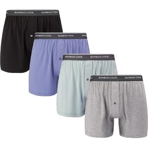 BAMBOO COOL Men's Boxer Shorts 4 Pack Underwear for Men Relaxed Fit Stretch Short