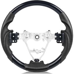 Steering Wheel for Toyota Rav4 2013-2018, Nappa Preforated Leather Steering Wheel Modified Interior Accessories Replacement with Non-Slip Grip, Piano Black