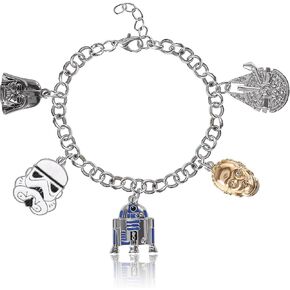 SALLY ROSE Star Wars Charm Bracelet for Women Official License, 7"+ .75" Star Wars Bracelet with 5 Unique Charms