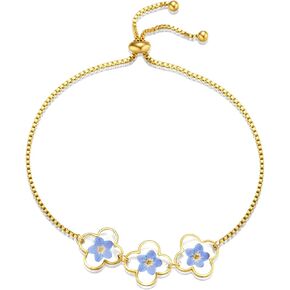 Four Leaf Clover Bracelets for Women,Pressed Flower Bracelet,Unique Handmade Design Boho Bracelets,Lucky Cute Bracelet,Thoughtful Gift For Christmas,Valentine'S,Mother'S Day (Adjustable) in Saudi Arabia